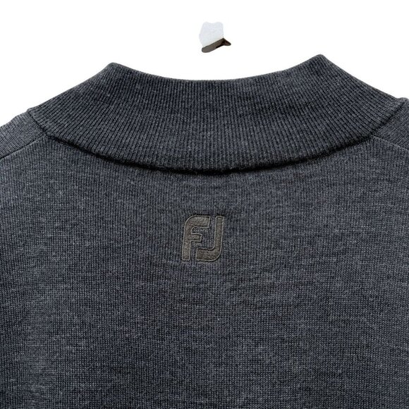 FOOTJOY Lined Wool Golf Sweater Mens Large Gray Zip Mockneck Stone Eagle - Picture 5 of 10